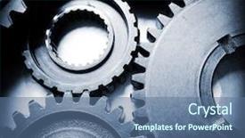  Presentation with gears - Presentation consisting of interlocking - closeup of metal cog gears background and a ocean colored foreground