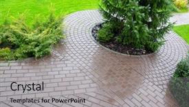  Presentation with growing - Amazing PPT theme having interlocking - garden stone path with grass backdrop and a light gray colored foreground