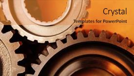  Presentation with chemistry ionic bonding - Audience pleasing presentation theme consisting of interlocking - three metal gears bonding together backdrop and a gold colored foreground