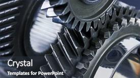  Presentation with gear wheels - Theme with interlocking cogs - gear metal wheels close-up background and a tawny brown colored foreground