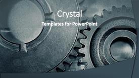  Presentation with joint venture hand together - Slide set enhanced with interlocking cogs - metal cog gears joining together background and a gray colored foreground