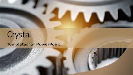  Presentation with gears - Theme consisting of interlocking cogs - metal cog gears joining together background and a coral colored foreground