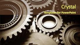  Presentation with annual day bonding - Colorful PPT theme enhanced with interlocking cogs - metal cog wheels bonding together backdrop and a tawny brown colored foreground