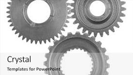  Presentation with plain - Presentation theme featuring interlocking cogs - three metal gears on plain background and a light gray colored foreground