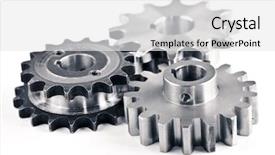  Presentation with industrial shielded metal arc - Presentation enhanced with interlocking industrial metal gears isolated background and a white colored foreground