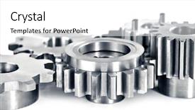  Presentation with gears - PPT theme consisting of interlocking industrial metal gears isolated background and a  colored foreground