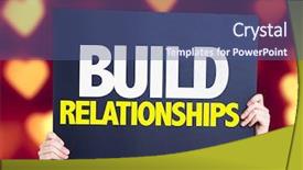  Presentation with relationships - Slide deck with intermidiary - build relationships card with heart background and a ocean colored foreground