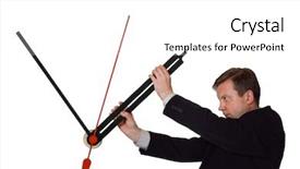  Presentation with stop - Presentation theme consisting of intermission - businessman stop time isolated background and a white colored foreground