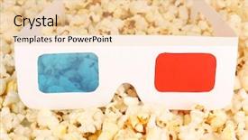  Presentation with cinema - Beautiful presentation theme featuring intermission - cinema glasses on popcorn background backdrop and a  colored foreground