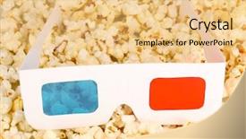  Presentation with cinema - Theme consisting of intermission - cinema glasses on popcorn background background and a  colored foreground