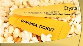  Presentation with cinema ticket - Audience pleasing slide deck consisting of intermission - cinema tickets on popcorn background backdrop and a  colored foreground