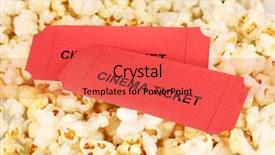  Presentation with cinema - Slide deck consisting of intermission - cinema tickets on popcorn background background and a  colored foreground