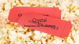  Presentation with cinema ticket - Beautiful PPT theme featuring intermission - cinema tickets on popcorn background backdrop and a red colored foreground