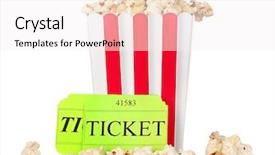  Presentation with cinema ticket - PPT layouts featuring intermission - classic box of popcorn background and a sky blue colored foreground