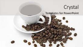  Presentation with coffee beans on a white - Presentation having intermission - coffee on the white background background and a  colored foreground