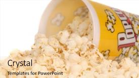  Presentation with popcorn movie - Cool new PPT layouts with intermission - container of delicious movie popcorn backdrop and a lemonade colored foreground