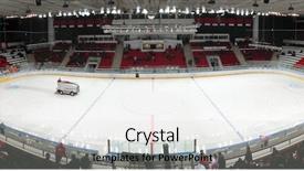  Presentation with ice hockey - PPT theme featuring intermission - panorama of hockey stadium background and a light gray colored foreground