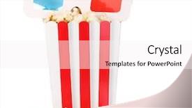  Presentation with popcorn kernel - Amazing PPT theme having intermission - popcorn and glasses isolated backdrop and a  colored foreground