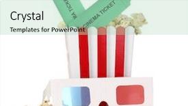  Presentation with popcorn - Beautiful slides featuring intermission - popcorn with glasses and tickets backdrop and a  colored foreground