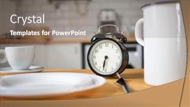  Presentation with alarm - PPT theme featuring intermittent-fasting-concept-alarm-clock background and a gray colored foreground