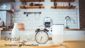  Presentation with alarm - PPT theme enhanced with intermittent-fasting-concept-alarm-clock background and a coral colored foreground