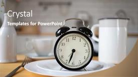  Presentation with alarm - PPT theme consisting of intermittent-fasting-concept-alarm-clock background and a gray colored foreground