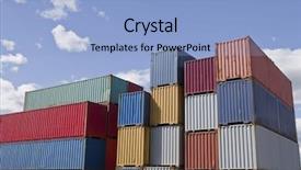  Presentation with intermodal - Amazing theme having intermodal transport - cargo containers at a dock backdrop and a light blue colored foreground