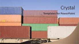  Presentation with intermodal transport - Colorful presentation enhanced with intermodal transport - cargo containers waiting to be backdrop and a light blue colored foreground