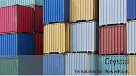  Presentation with intermodal - Theme featuring intermodal transport - full frame of cargo containers background and a seafoam green colored foreground