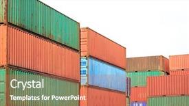  Presentation with intermodal - Presentation consisting of intermodal transport - stack of cargo containers awaiting background and a coral colored foreground