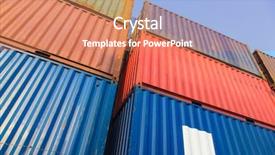  Presentation with intermodal - Theme consisting of intermodal transport - stack of cargo containers background and a coral colored foreground