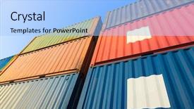  Presentation with intermodal - Presentation theme consisting of intermodal transport - stack of cargo containers background and a light blue colored foreground