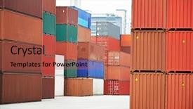  Presentation with dock - Amazing PPT layouts having intermodal transport - stack of freight container boxes backdrop and a red colored foreground