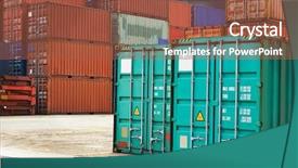  Presentation with intermodal transport container terminal - Beautiful slide set featuring intermodal transport - stack of freight container boxes backdrop and a tawny brown colored foreground