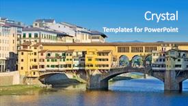  Presentation with cable stayed bridge over river - Presentation theme having internacional comerce - bridge over arno river background and a  colored foreground