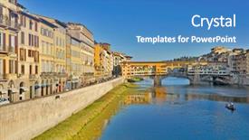  Presentation with cable stayed bridge over river - Amazing PPT layouts having internacional comerce - ponte vecchio bridge over river backdrop and a  colored foreground
