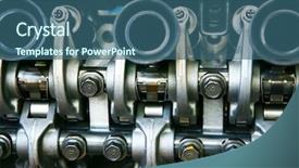  Presentation with car engine - Amazing slide deck having internal combustion - car engine inside view isolated backdrop and a ocean colored foreground