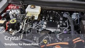  Presentation with combustion engine - Slides with internal combustion - detail of a car engine background and a gray colored foreground