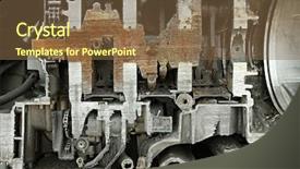  Presentation with car engine - PPT theme having internal combustion - v6 car engine cut background and a tawny brown colored foreground