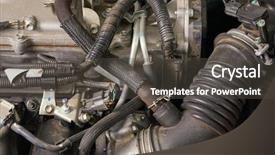  Presentation with gas turbine engine - PPT theme having internal combustion engines - car engine intake side closeup background and a dark gray colored foreground