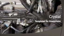 Presentation with car engine - Beautiful presentation theme featuring internal combustion engines - car engine intake side closeup backdrop and a dark gray colored foreground
