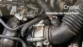  Presentation with car engine - Beautiful PPT layouts featuring internal combustion engines - car engine intake side closeup backdrop and a dark gray colored foreground