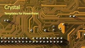  Presentation with computer motherboard - Presentation theme consisting of internal communication - computer motherboard close up background and a tawny brown colored foreground
