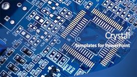  Presentation with printed circuit board - Theme featuring internal communication - macro of printed circuit board background and a ocean colored foreground