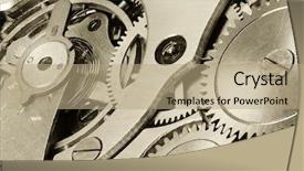  Presentation with mechanical watch - PPT theme enhanced with internal mechanism of mechanical watches background and a coral colored foreground