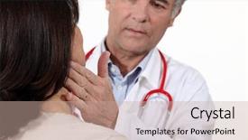  Presentation with well - Presentation theme enhanced with internal medicine - doctor checking patient is well background and a coral colored foreground