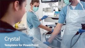  Presentation with endoscopy - Cool new PPT theme with internal medicine - doctor during endoscopy checking picture backdrop and a teal colored foreground