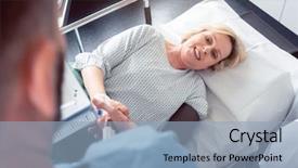  Presentation with doctor patient relations - Presentation having internal medicine - doctor greeting patient before starting background and a light blue colored foreground