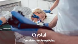  Presentation with endoscope - Amazing PPT theme having internal medicine - doctor holding endoscope during gastroscopy backdrop and a violet colored foreground