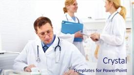  Presentation with health care - Amazing slides having internal medicine - group of medical doctors backdrop and a sky blue colored foreground